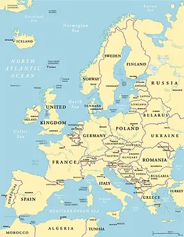 Map showing Europe