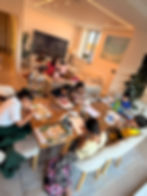 Children participating in mindful art classes at home.