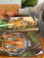 Student drawing a tiger in mindful art classes.