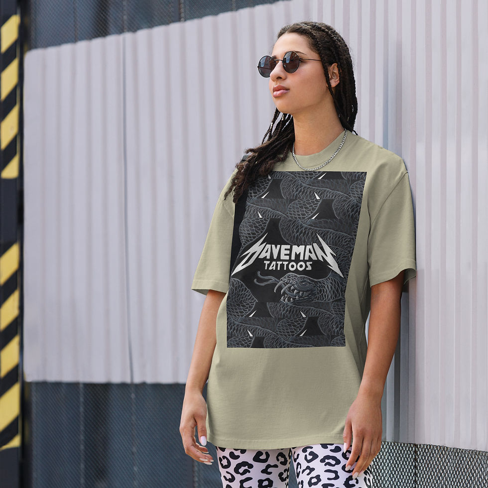 Thumbnail: Daveman Tattoos Rock logo Oversized faded t-shirt