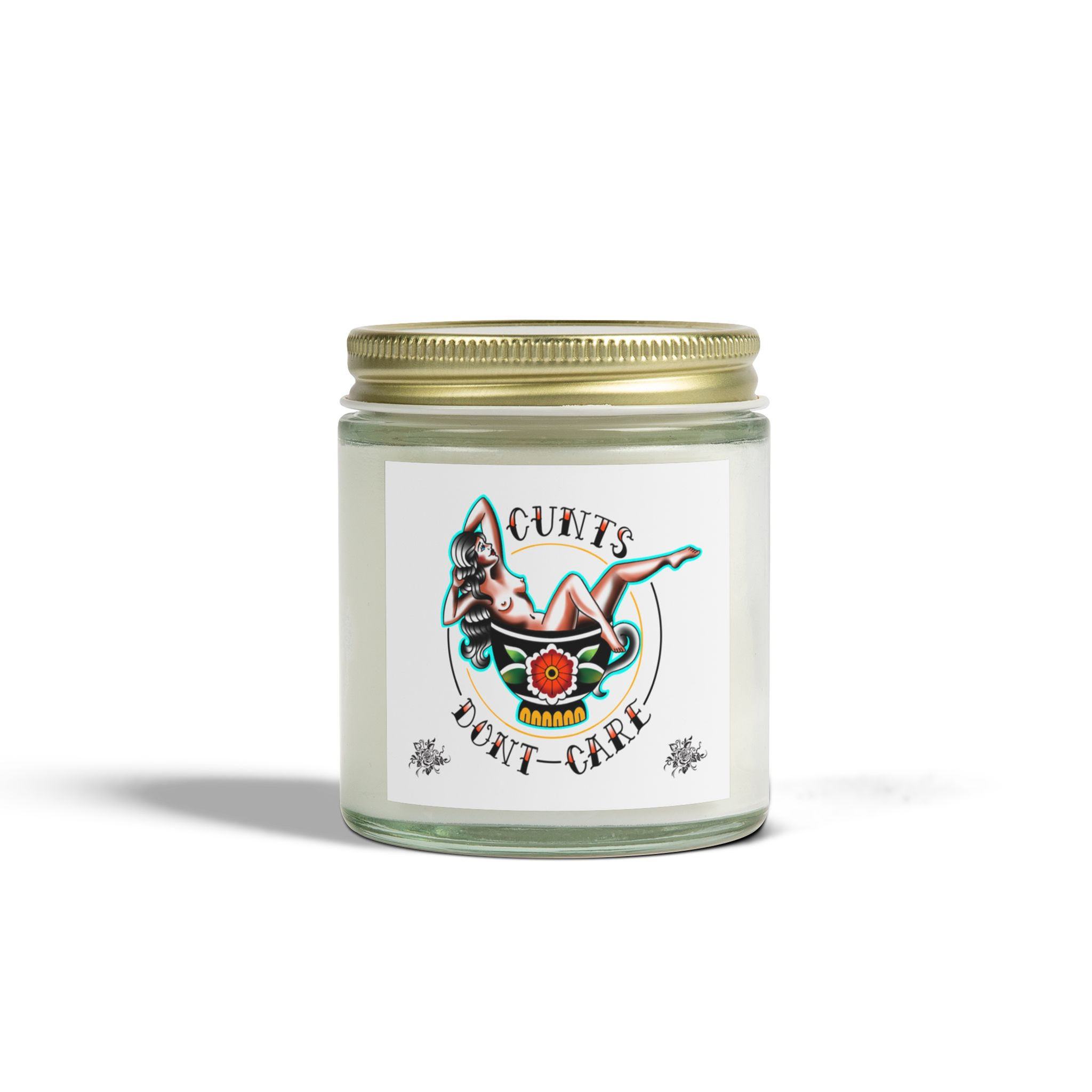 Coconut Apricot Scented Candle - "Cunts Don't Care" Pinup - 4oz & 9oz
