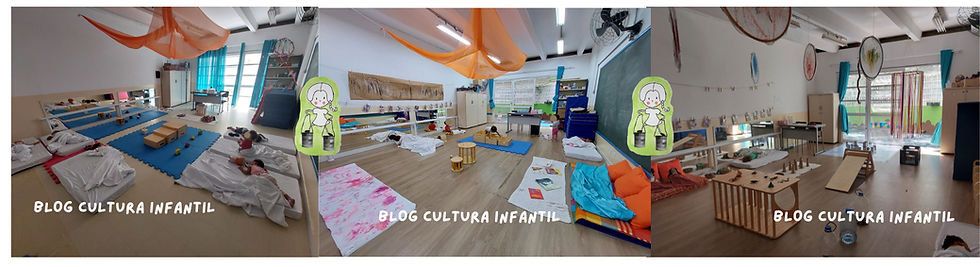Três momentos diferentes da organização da sala durante o ano