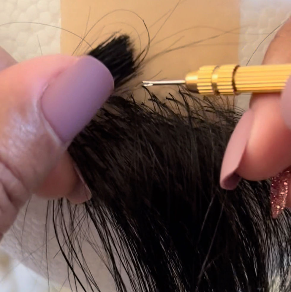 Thumbnail: Forked Wig Hair Insertion Needle F-100, hair ventilation, wig making, hair punching, process, human hair
