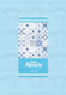 Mister Fouta, immagine grafica  di una Fouta personalizzata, con la scritta Bagni Perato Alassio su una striscia azzurra e una decorazione di maioliche blu e bianca.