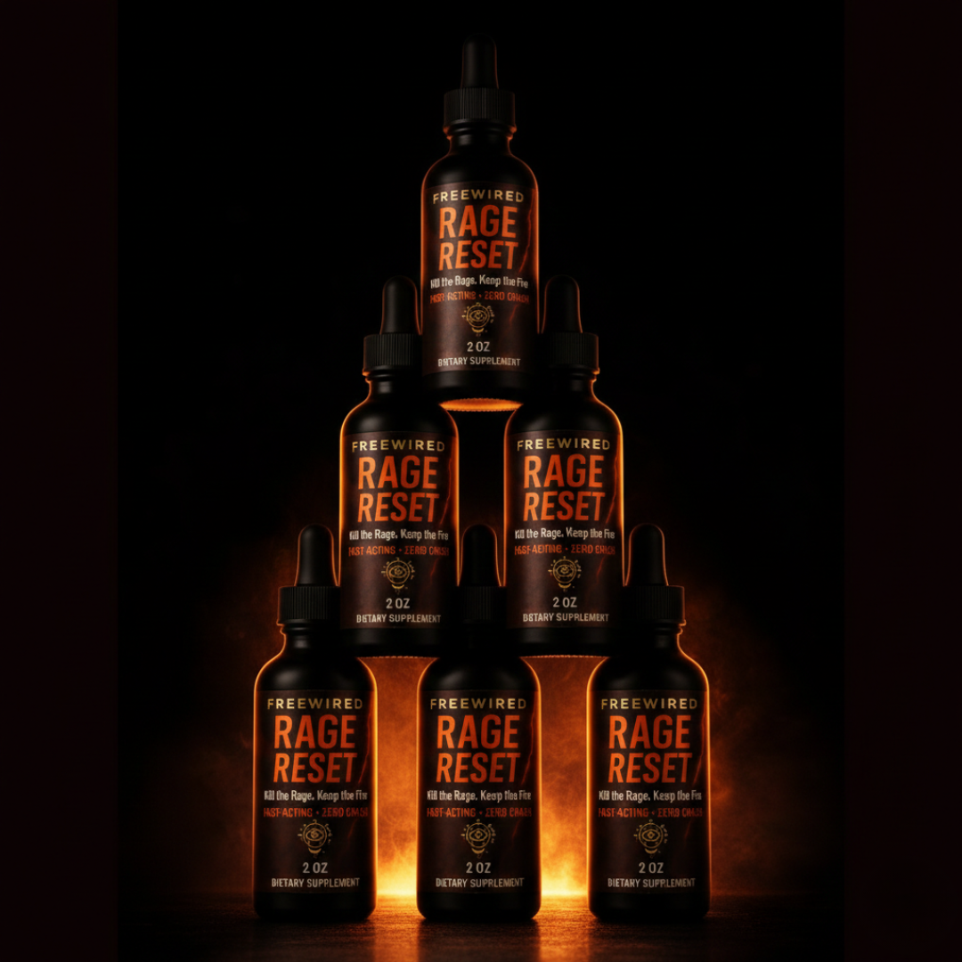Six bottles of Rage Reset for fast nervous system regulation and stress relief.