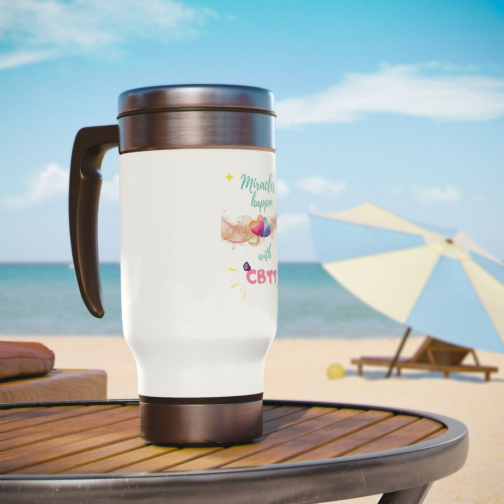 Thumbnail: Miracles Happen Stainless Steel Travel Mug with Handle, 14oz