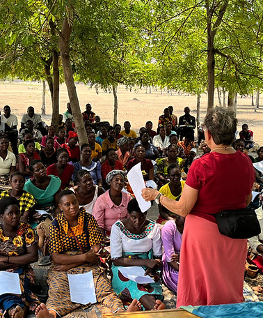 Carolee Villegas teaching class on children's ministry for leaders-in-training at a Malawian village