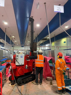 Mini piling work inside a building