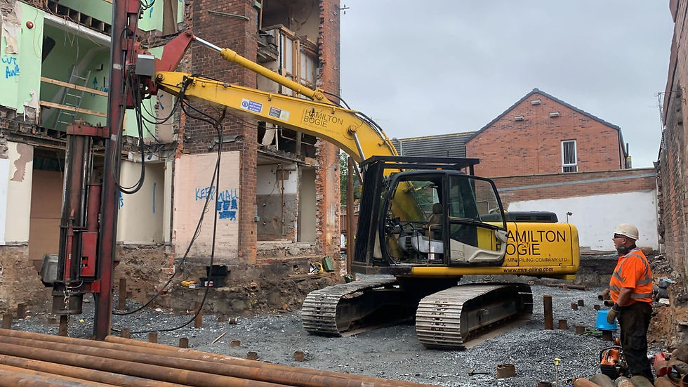 A piling machine on a building site