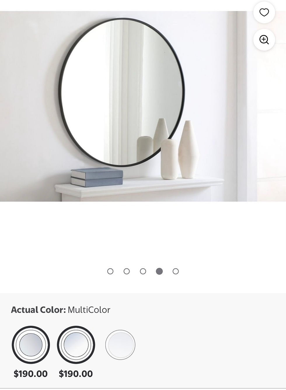 Thumbnail: Metal Frame Round Mirror 36 inch Black Finish