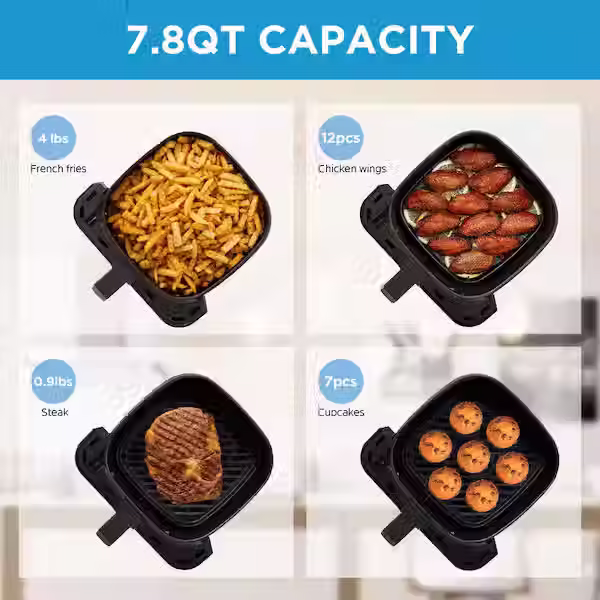 Thumbnail: 7.8 Qt. HeatXpress Black Digital Air Fryer with 9-in-1 versatile options