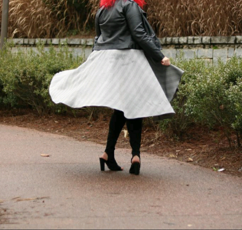 Thumbnail: Blk/Grey with leather accent front DRESS
