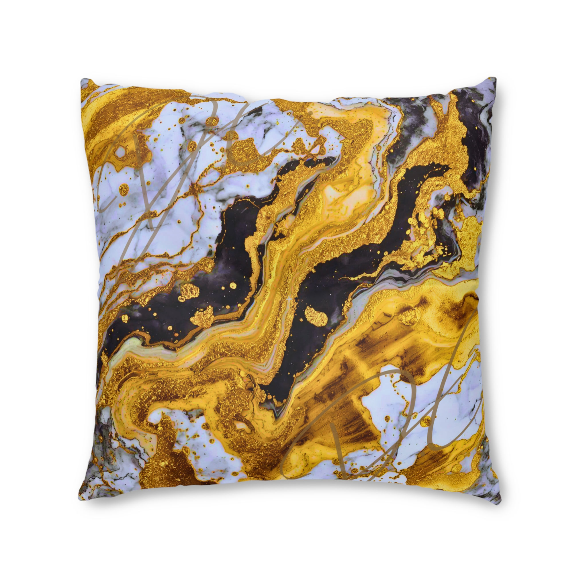 Gold Marble Tufted Floor Pillow 30 x 30''