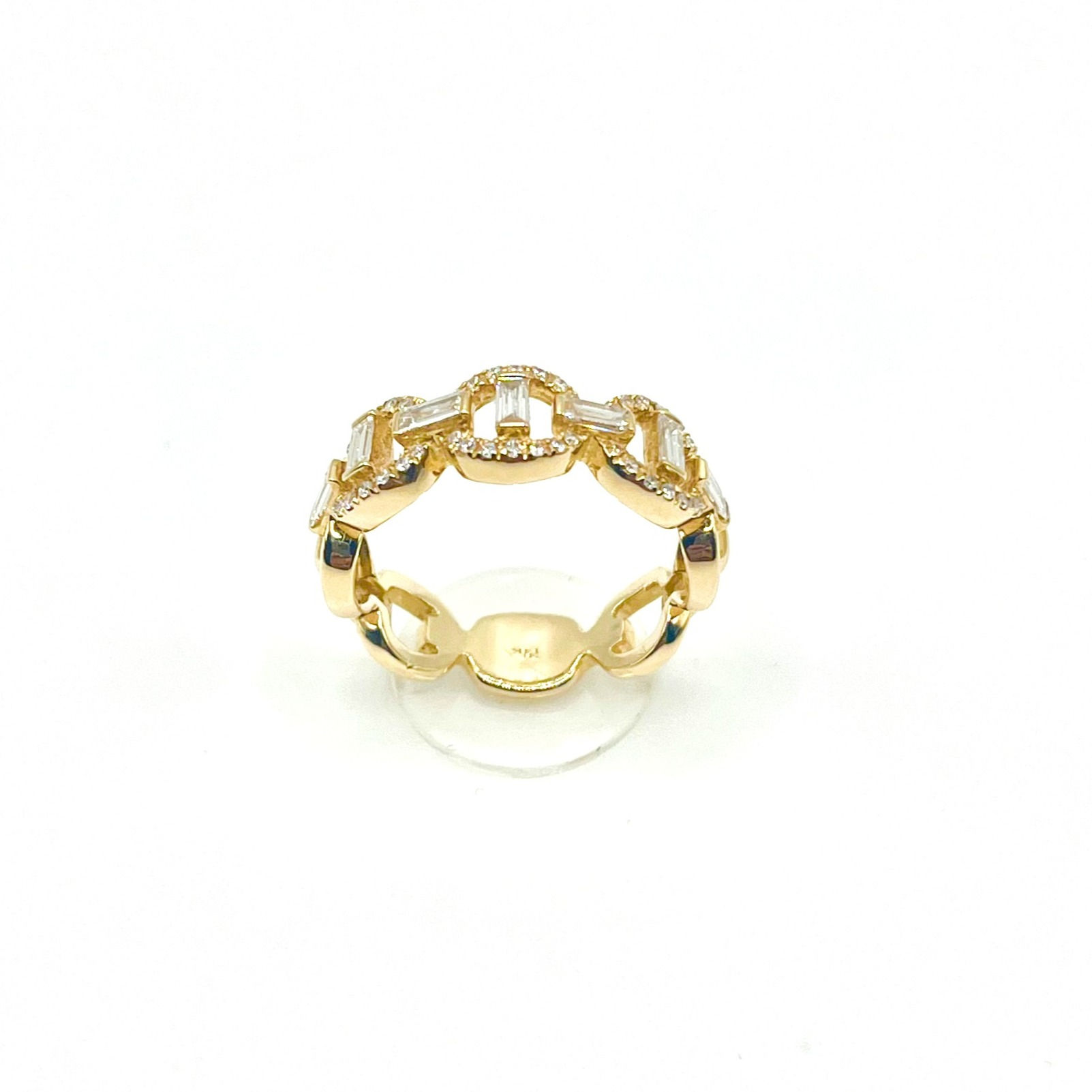 Link Ring with Diamonds in 18K Yellow Gold