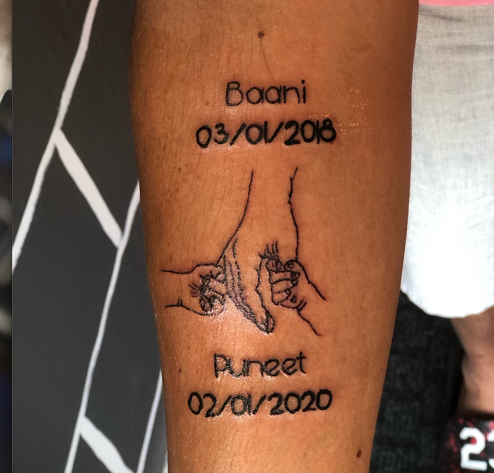 Tattoo kids dates and holding hands