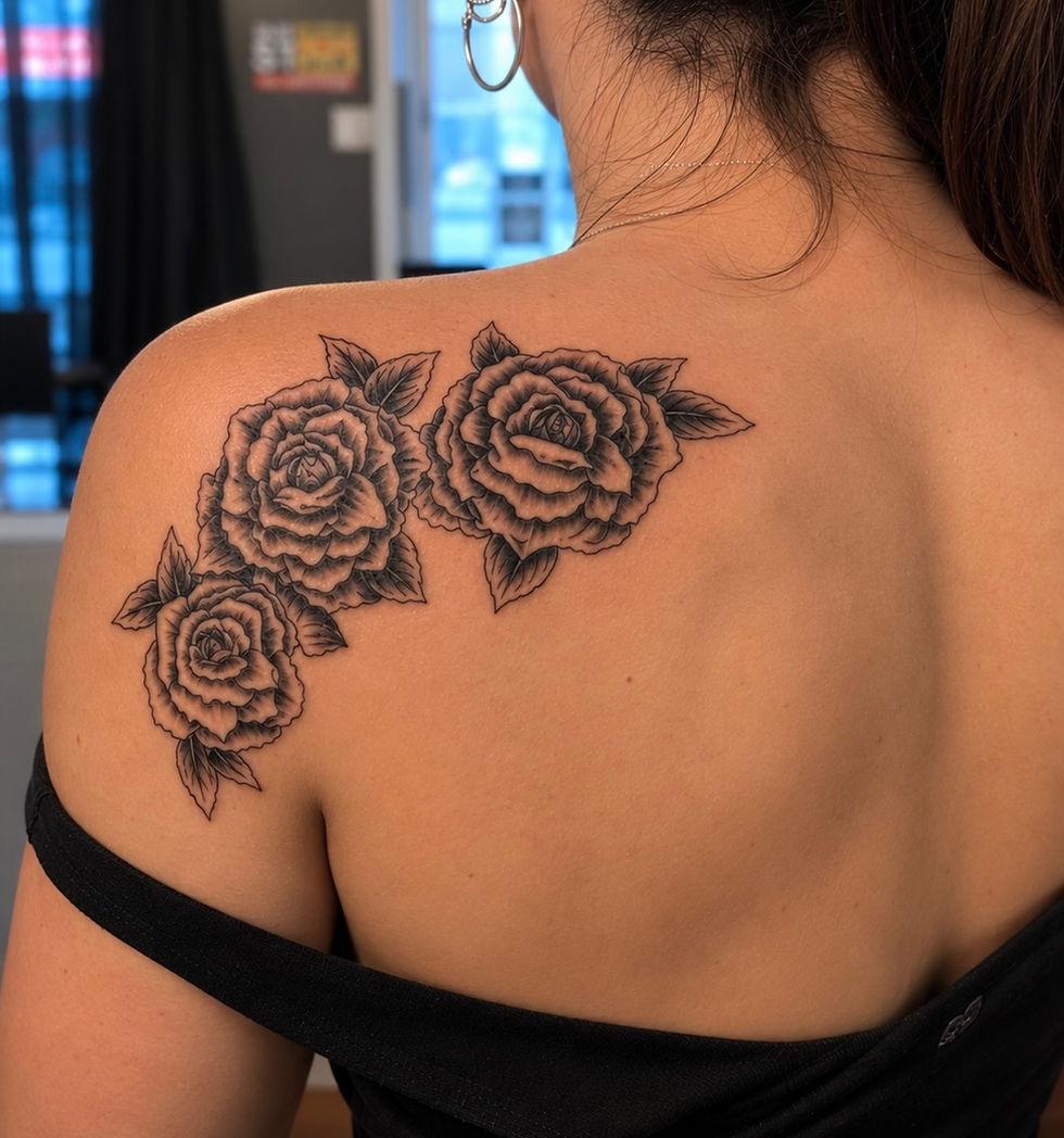 Shoulder Flower tattoo ink bunker