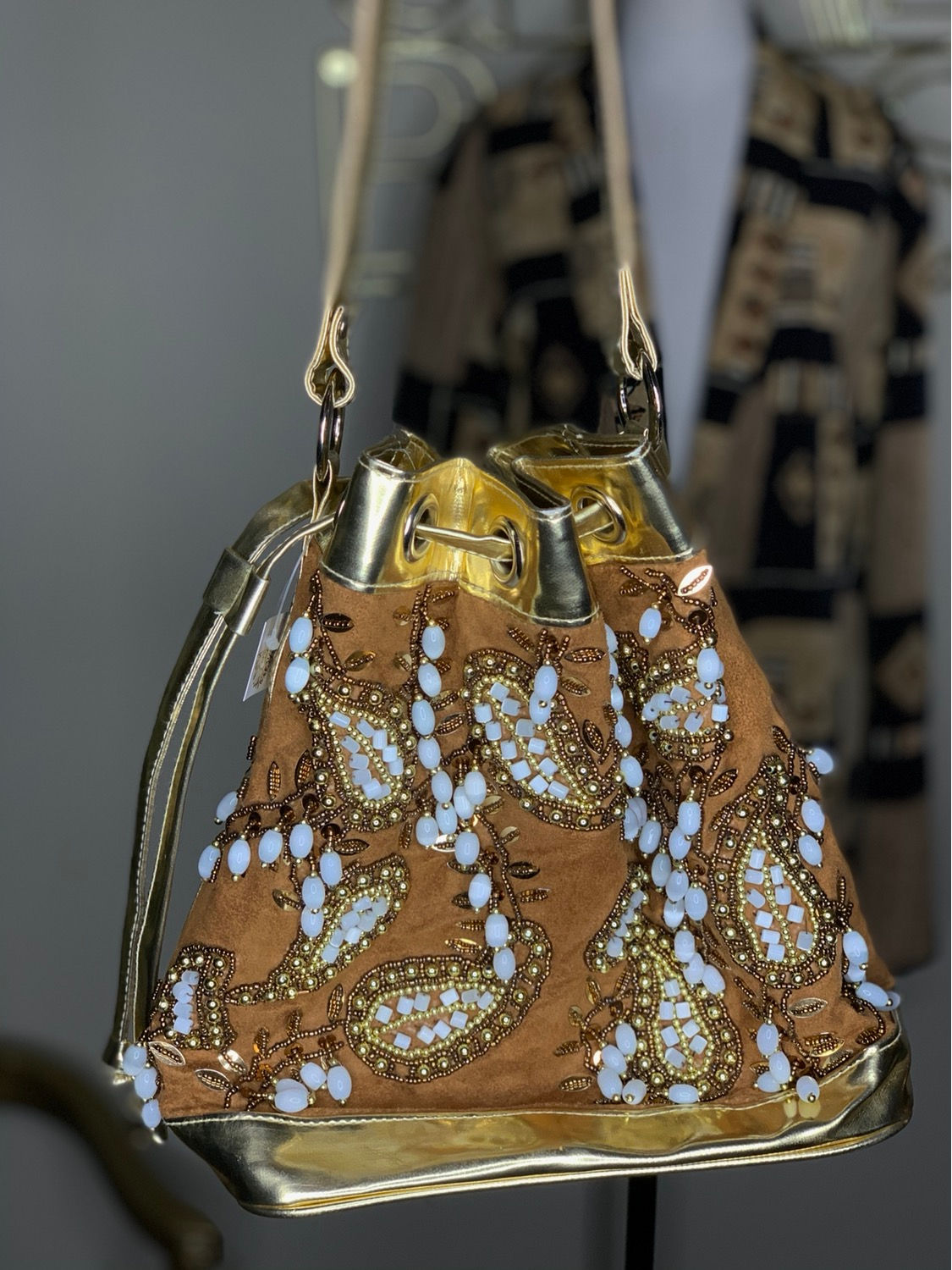 “Chapelle” Beaded Bucket Bag