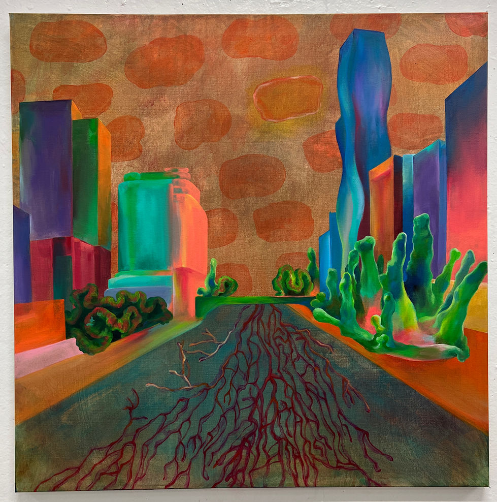 Painting I: Chicago along the Michigan lake view on DuSable bridge