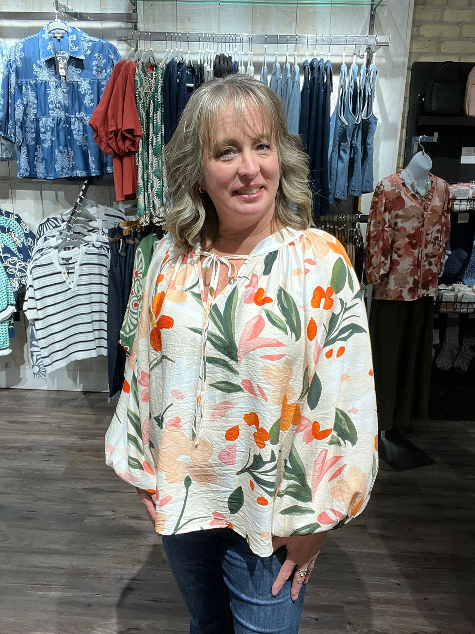 Thumbnail: Bibi Floral Balloon Sleeve Top 3