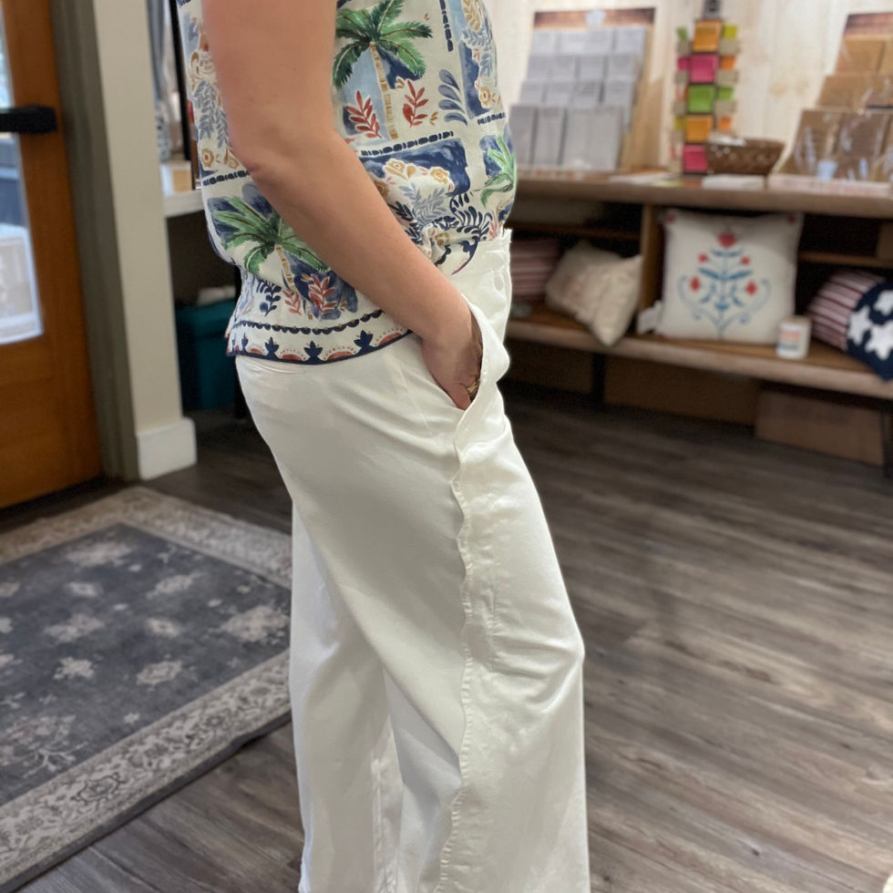 Charlie B Wide Leg Twill Pant w/ Scalloped Edge C5741 2