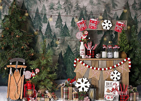 A Cozy Cocoa Stand Kids Holiday Photo Backdrdop