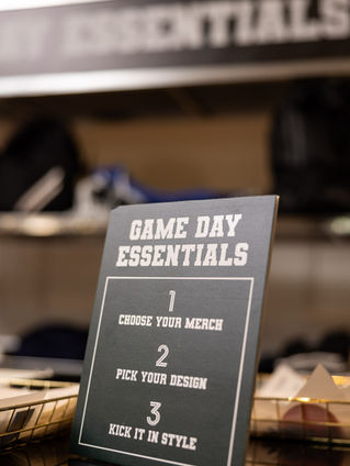 Custom merchandise station instructions at a bar mitzvah