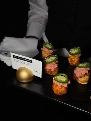 Spicy tuna tartare canapés served at a luxury Toronto event