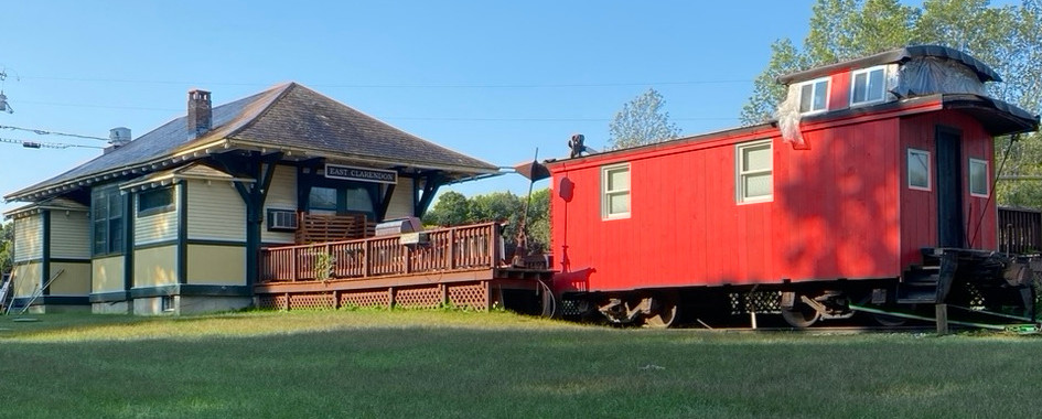 Old Ticket Office and Caboose Turned Into Accomodation. The Sign Reads 'East Clarendon', But This Is In North Clarendon Vermont