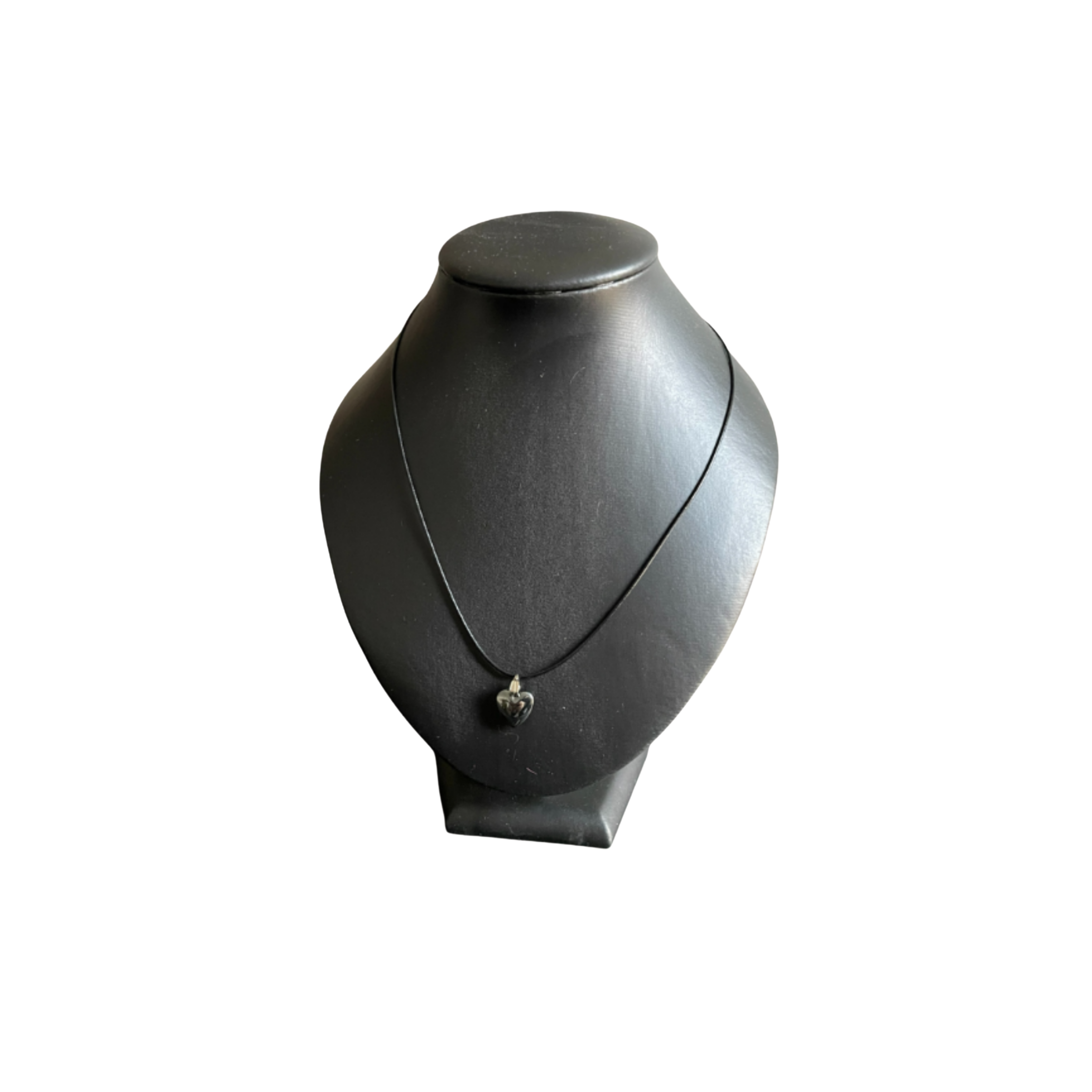 Collier Cordon fermoir argent - Pendentif Cœur Hématite