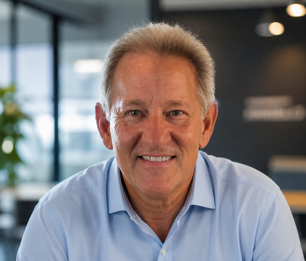 Corporate headshot of Rob Szymanski, a smiling person in a light blue shirt, office background.