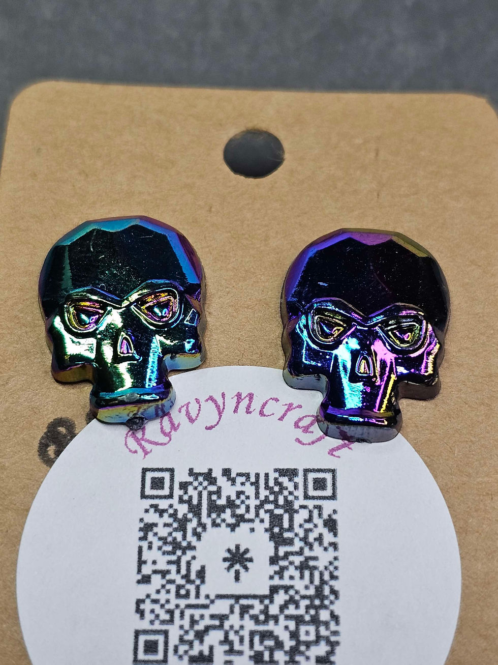Miniature : Black Rainbow Skull Stud Earrings