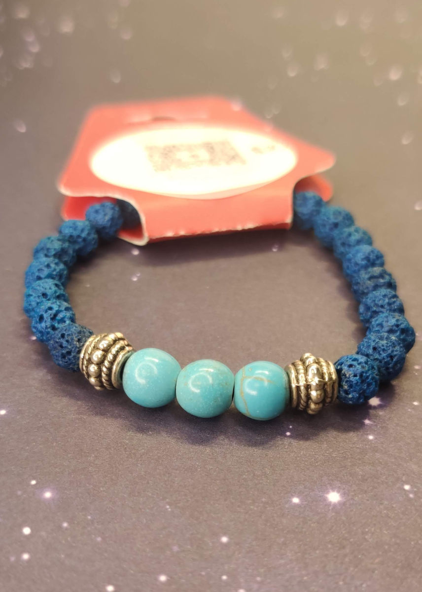 Thumbnail: Turquoise and Blue Lava Stone Bracelet
