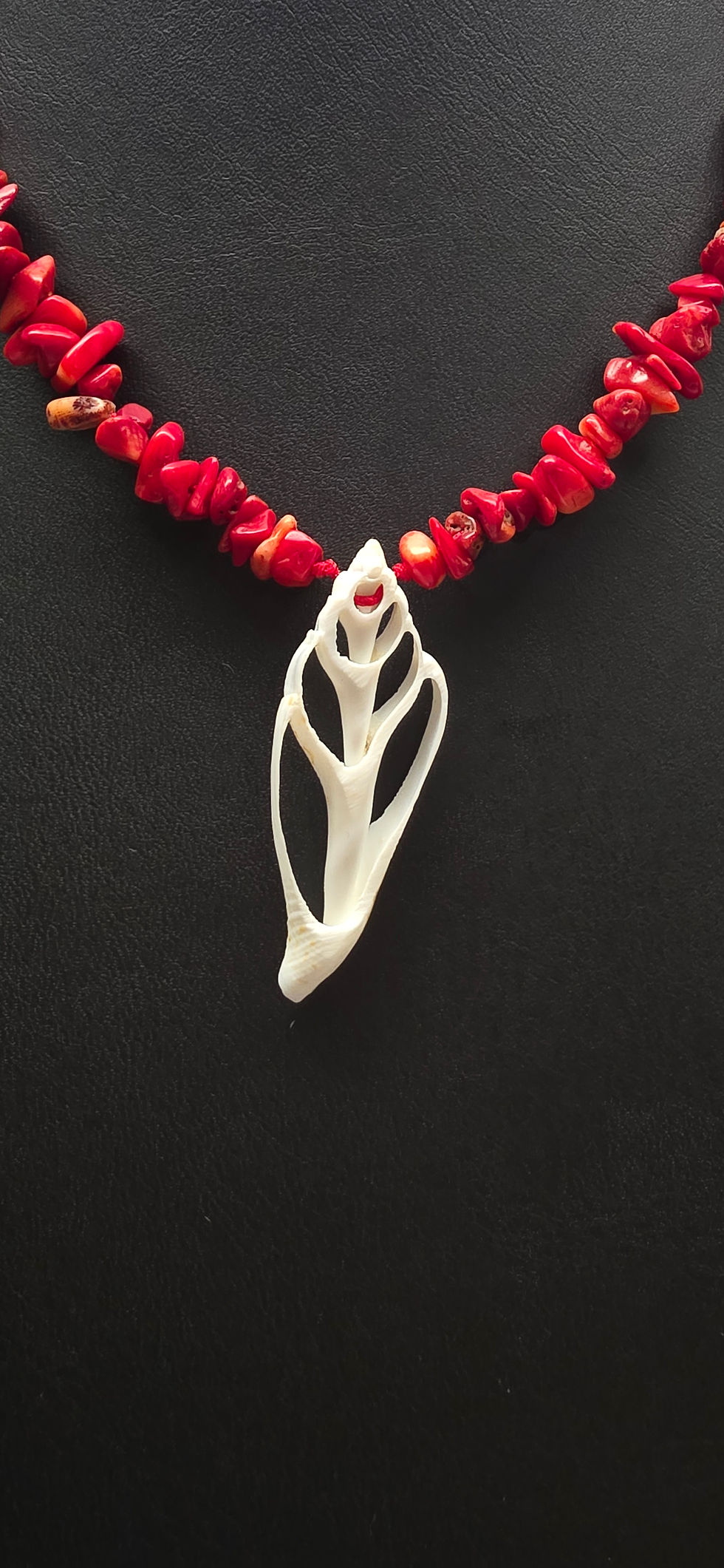 Thumbnail: Center Cut Shell Bamboo Coral Necklace