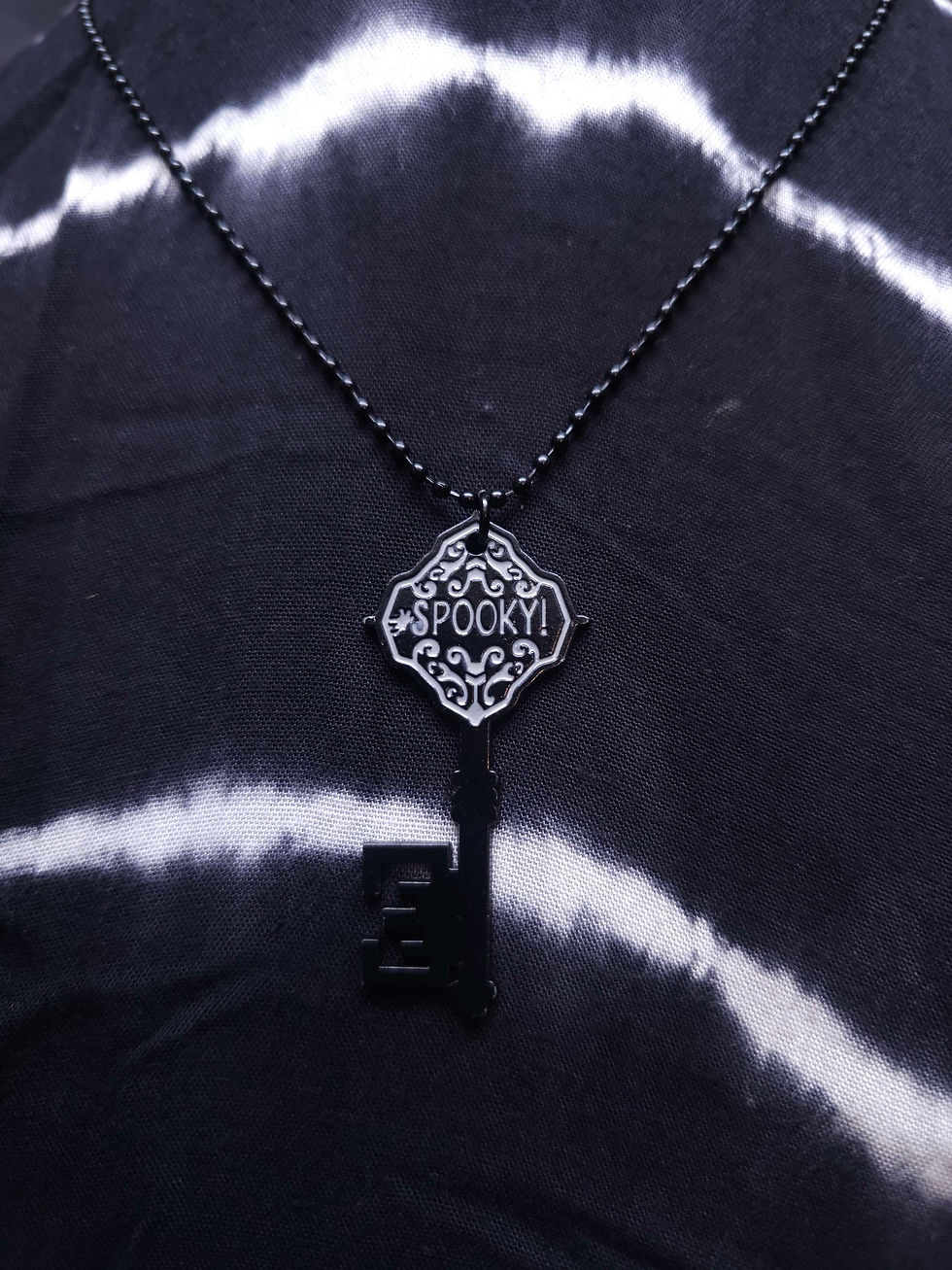 Miniaturbild: Halloween Skeleton Key Black Ball Chain Necklace