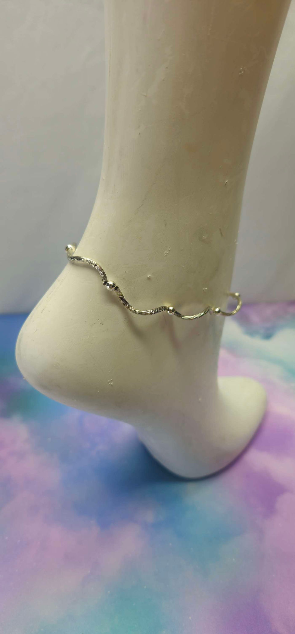 Миниатюра: Silver Stretch Beaded Anklet