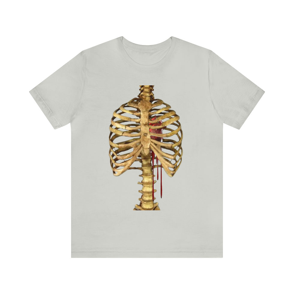 Miniature : Bleeding Heart Rib Cage Skeleton Short Sleeve Tee
