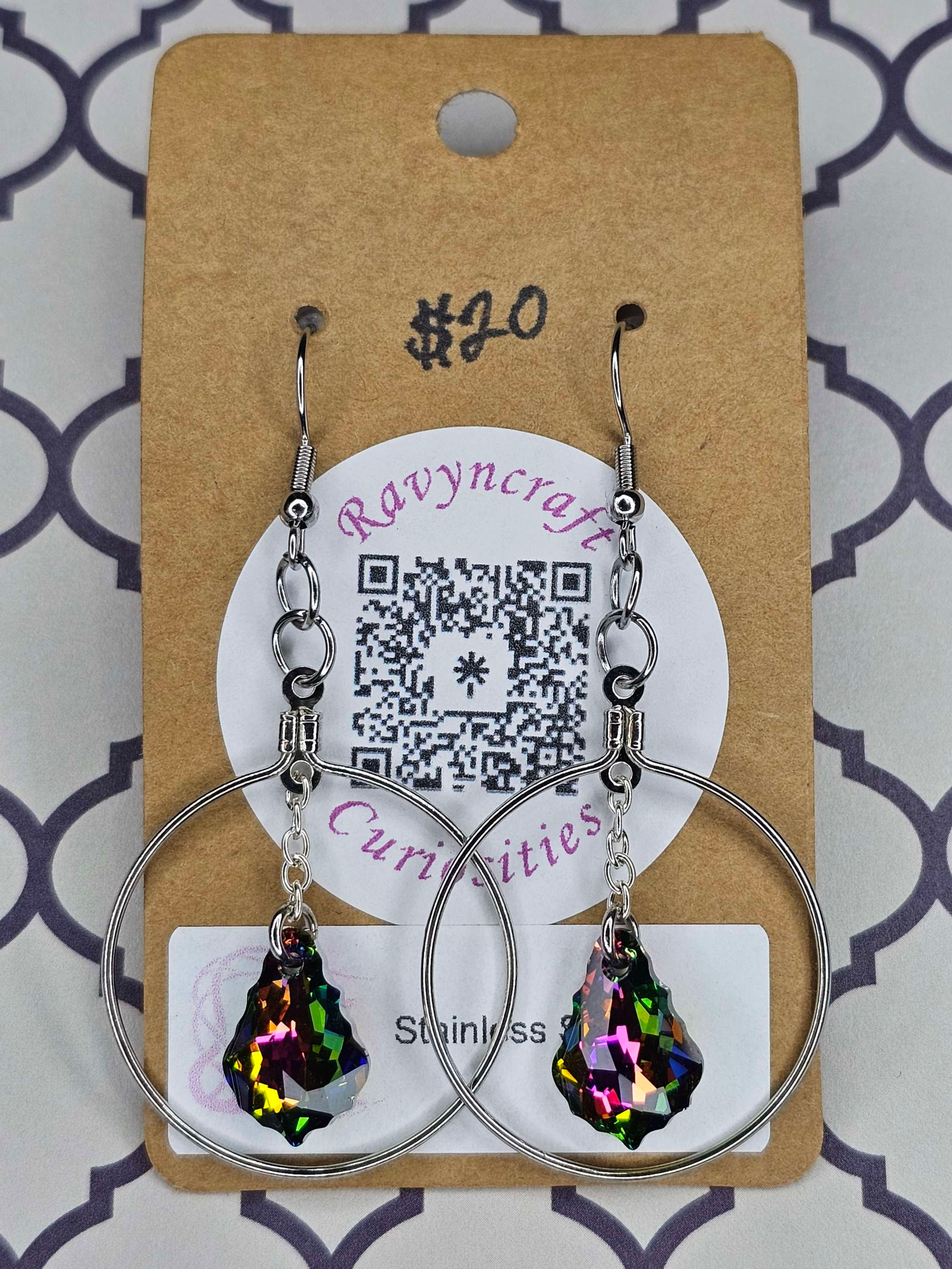 Swarovski Crystal Drop Hoop Earrings