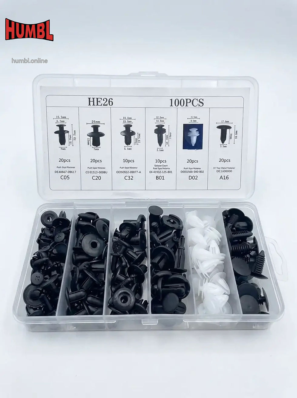100-Piece Plastic Trim Clip & Bumper Rivet Fastener Assortment Kit