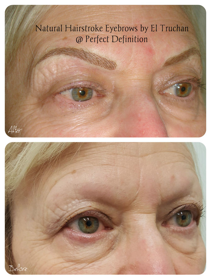 Natural Hairstroke Eyebrows by El Truchan for Mature skin: Before - After
