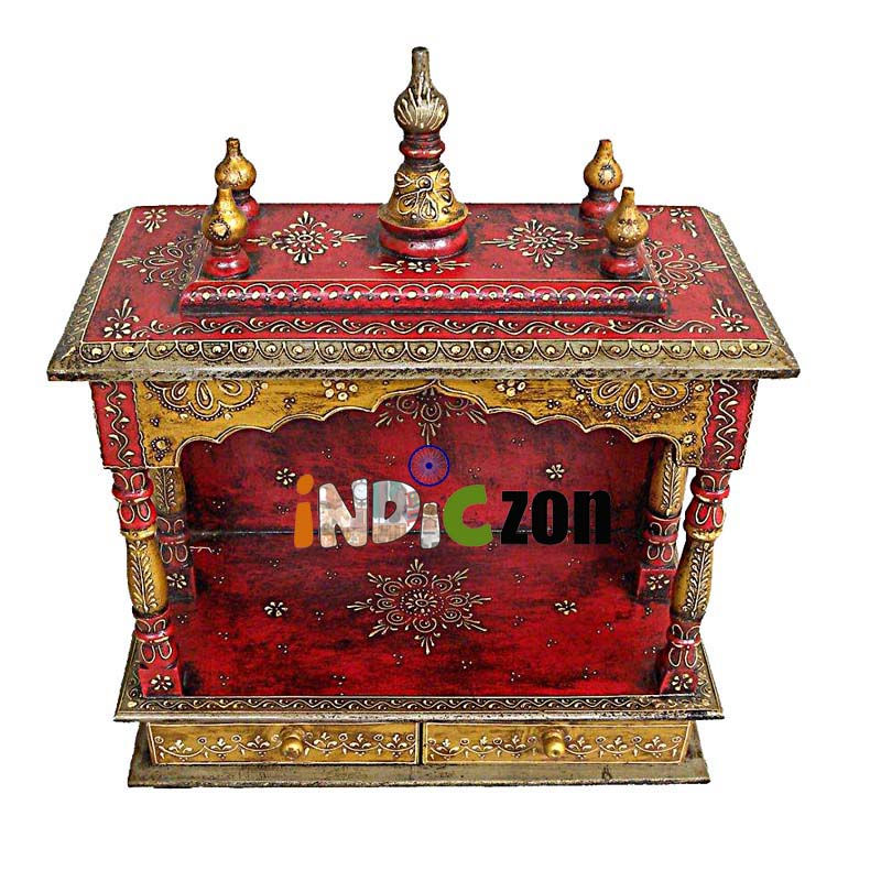 Thumbnail: Extravagant Wooden Hand Painted Temple With Drawer