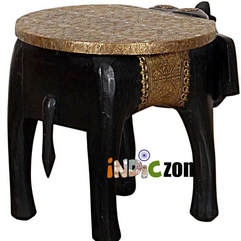 Thumbnail: Wooden Elephant Coffee Table With Brass Fitting
