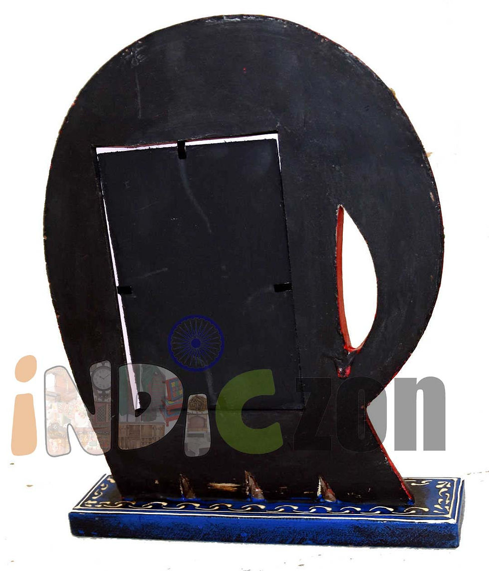 Thumbnail: Indic Decorative Elephant Wooden Photo Frame