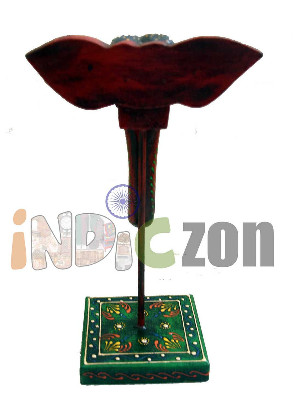 Thumbnail: Hand-Carved and Painted Wood Ganesh Mask on Stand