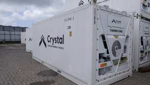 Reefer container transporting temperature-sensitive goods with insurance coverage for safe delivery