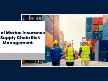 Illustration showing marine insurance protecting cargo ships and supply chain assets, highlighting the importance of risk management in global shipping and logistics