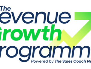 The Revenue Growth Programme logo with upward arrow, powered by The Sales Coach Network