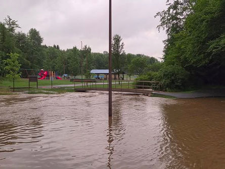 Clean Up At Benzinger Park After Monday's Flooding