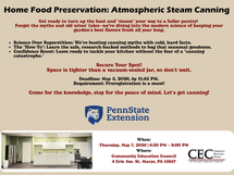 Home Food Preservation: Atmospheric Steam Canning Workshop May 7th At CEC