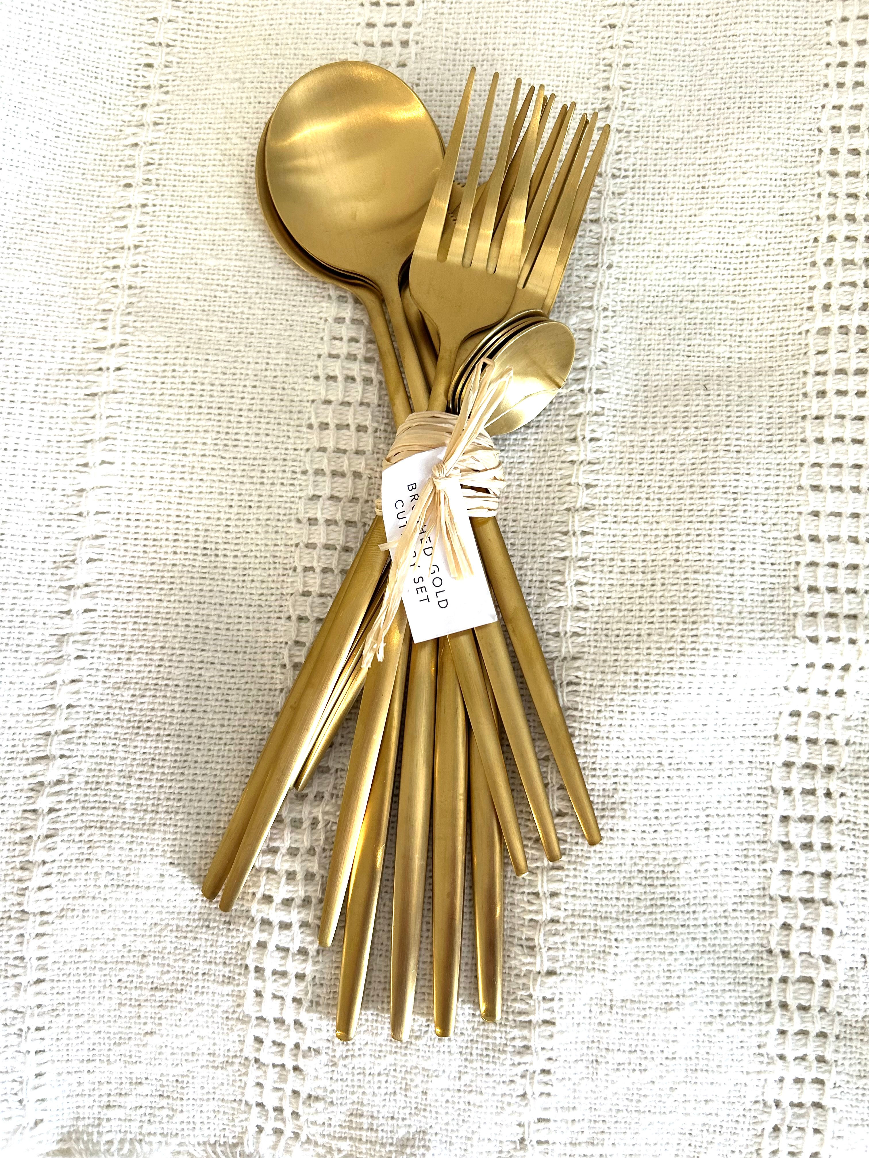 BRUSHED GOLD CUTLERY SET