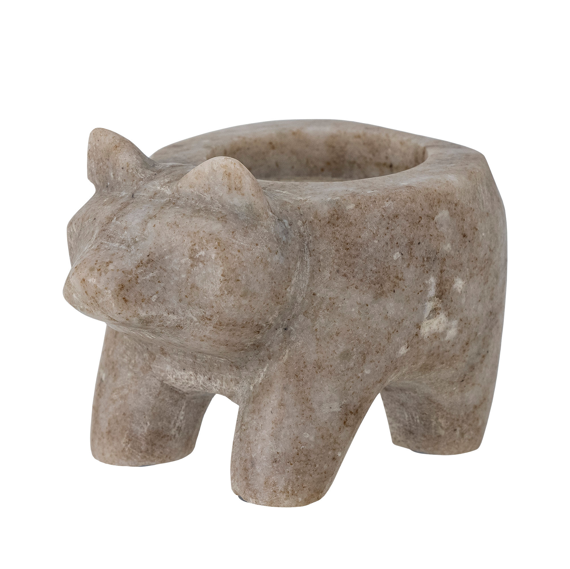 HAND CARVED BEAR, MARBLE VOTIVE